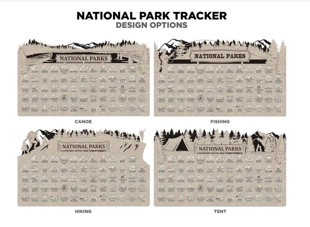 National Parks Travel Map Tracker, Wooden 63 Parks Checklist, Personalized Adventure Gift for Hikers