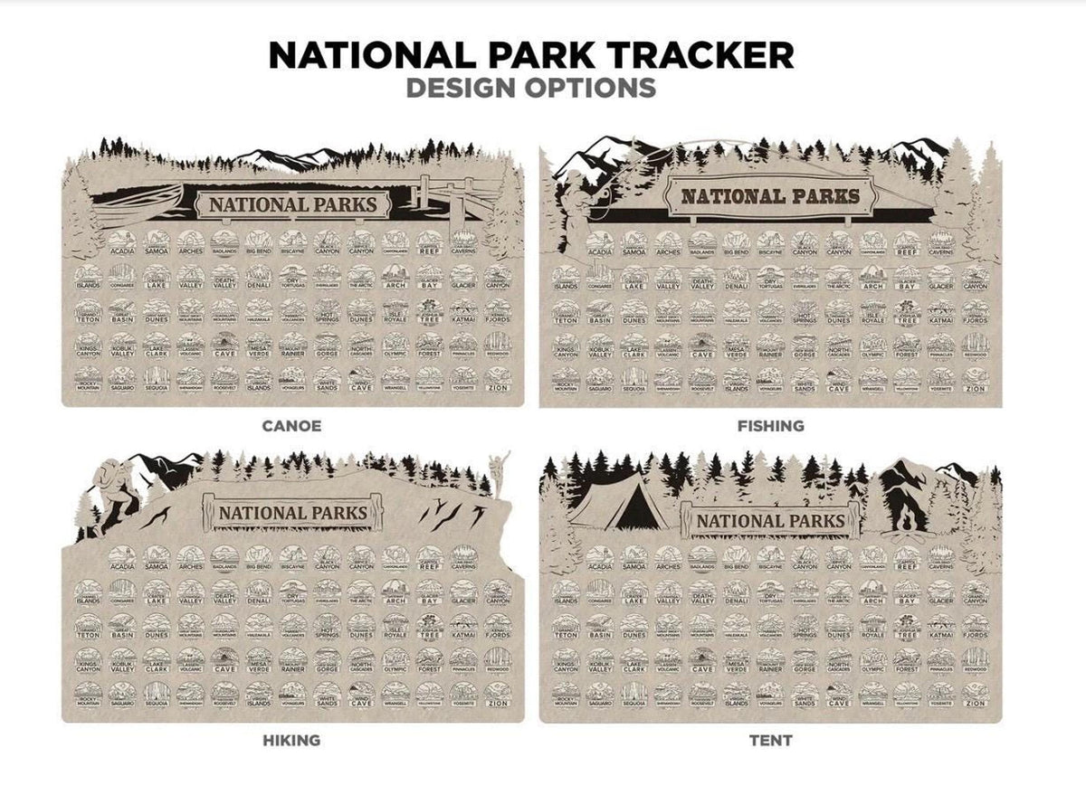 National Parks Travel Map Tracker, Wooden 63 Parks Checklist, Personalized Adventure Gift for Hikers