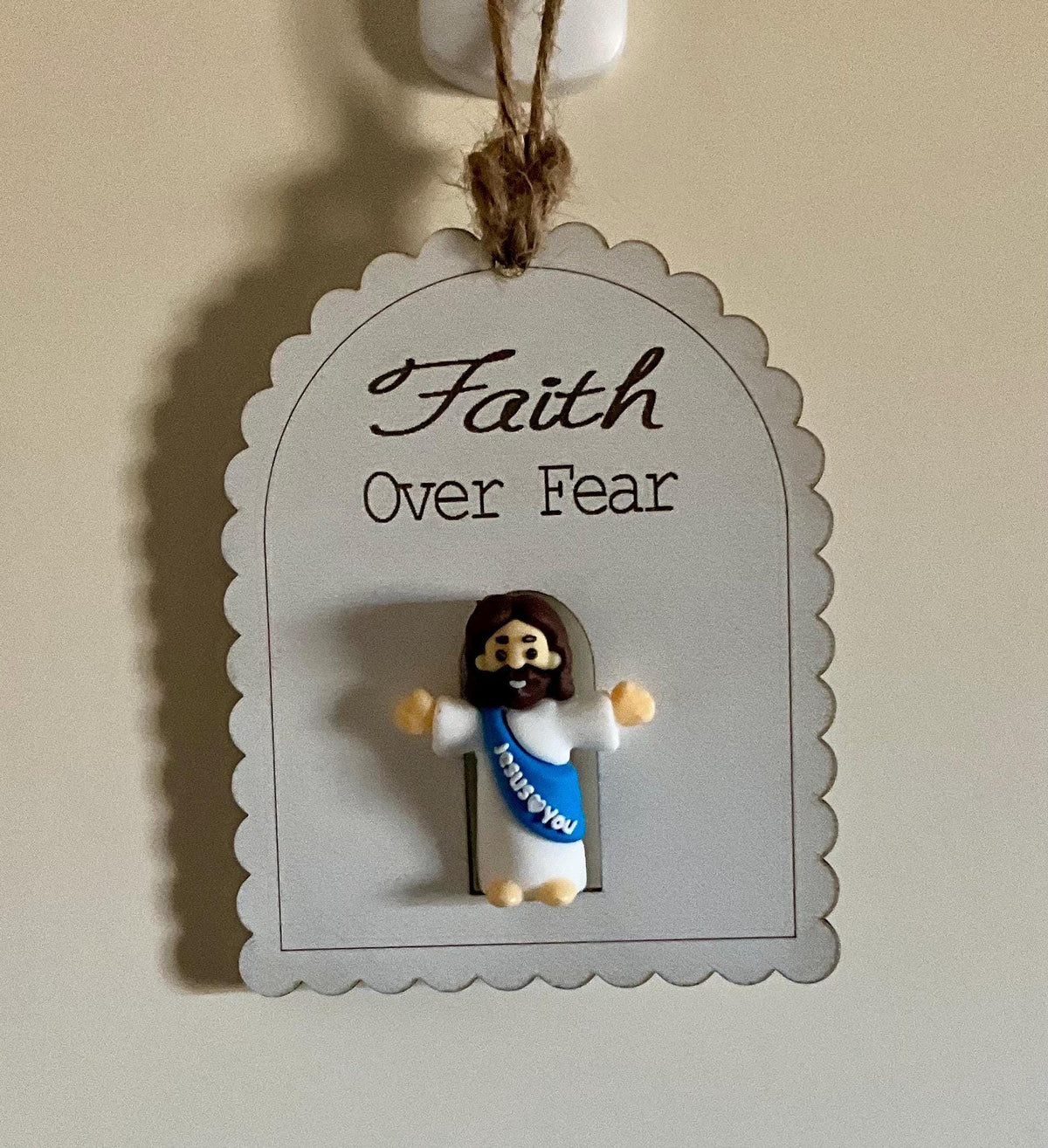 Jesus Ornaments Set of 5, Wooden Christian Christmas Decor, Faith Keepsake Gift for Believers