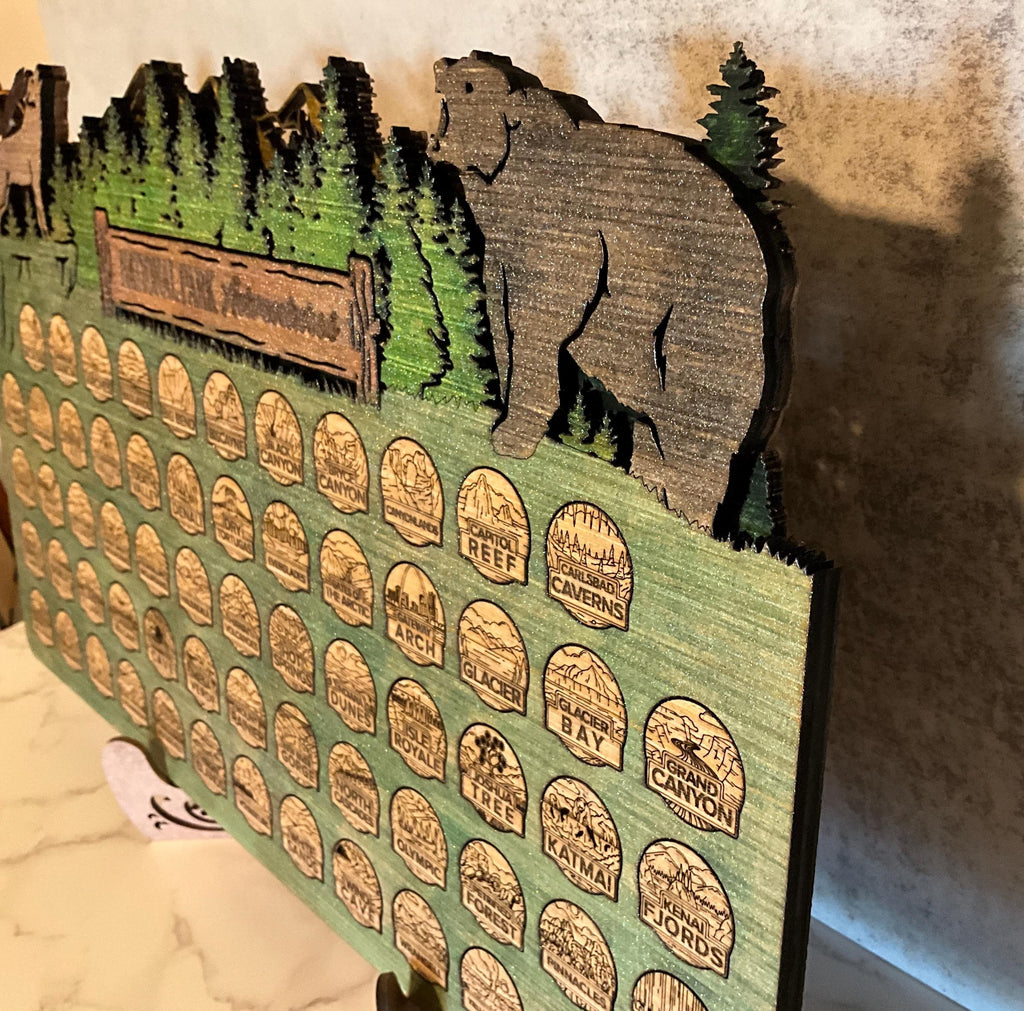 National Parks Travel Map Tracker, Wooden 63 Parks Checklist, Personalized Adventure Gift for Hikers