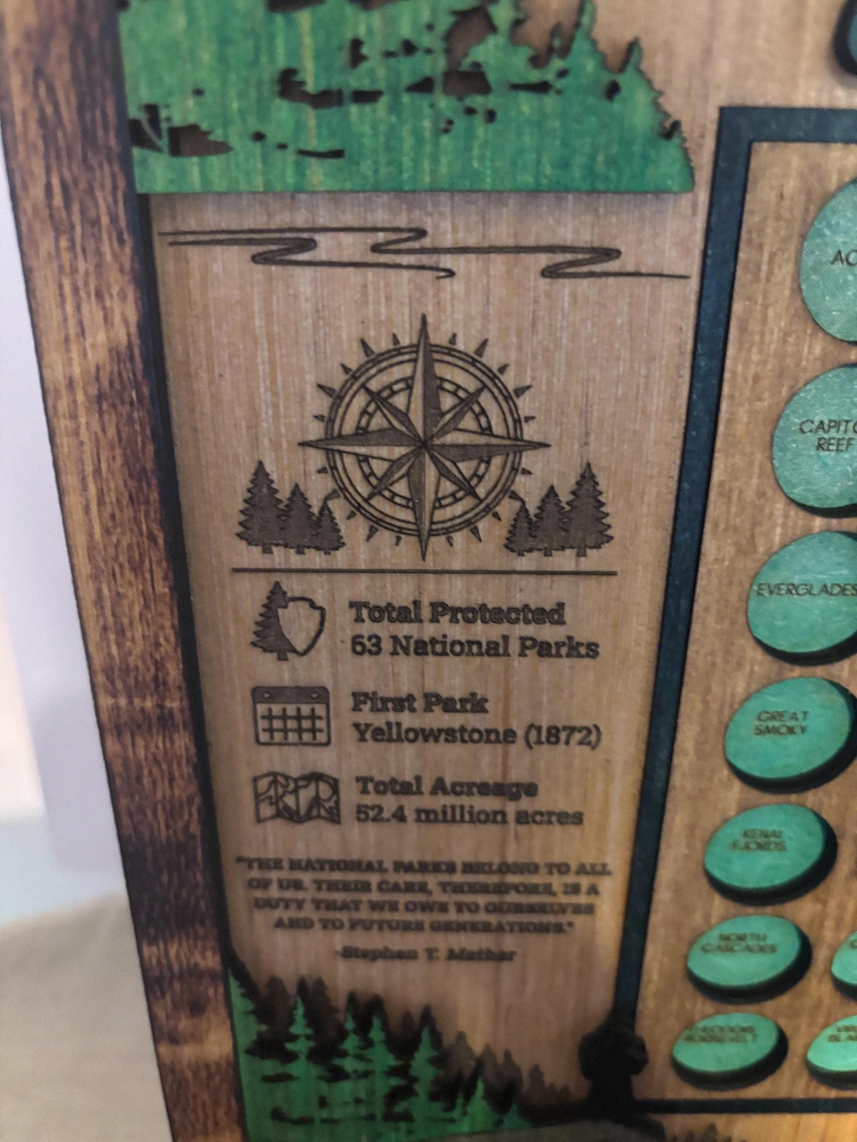 National Parks Icon Map Tracker, Educational Wooden USA Parks Display for Family Adventures