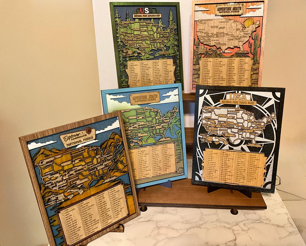 National Parks Map, US 63 Parks Tracker, Adventure Gift for Hikers and Travelers