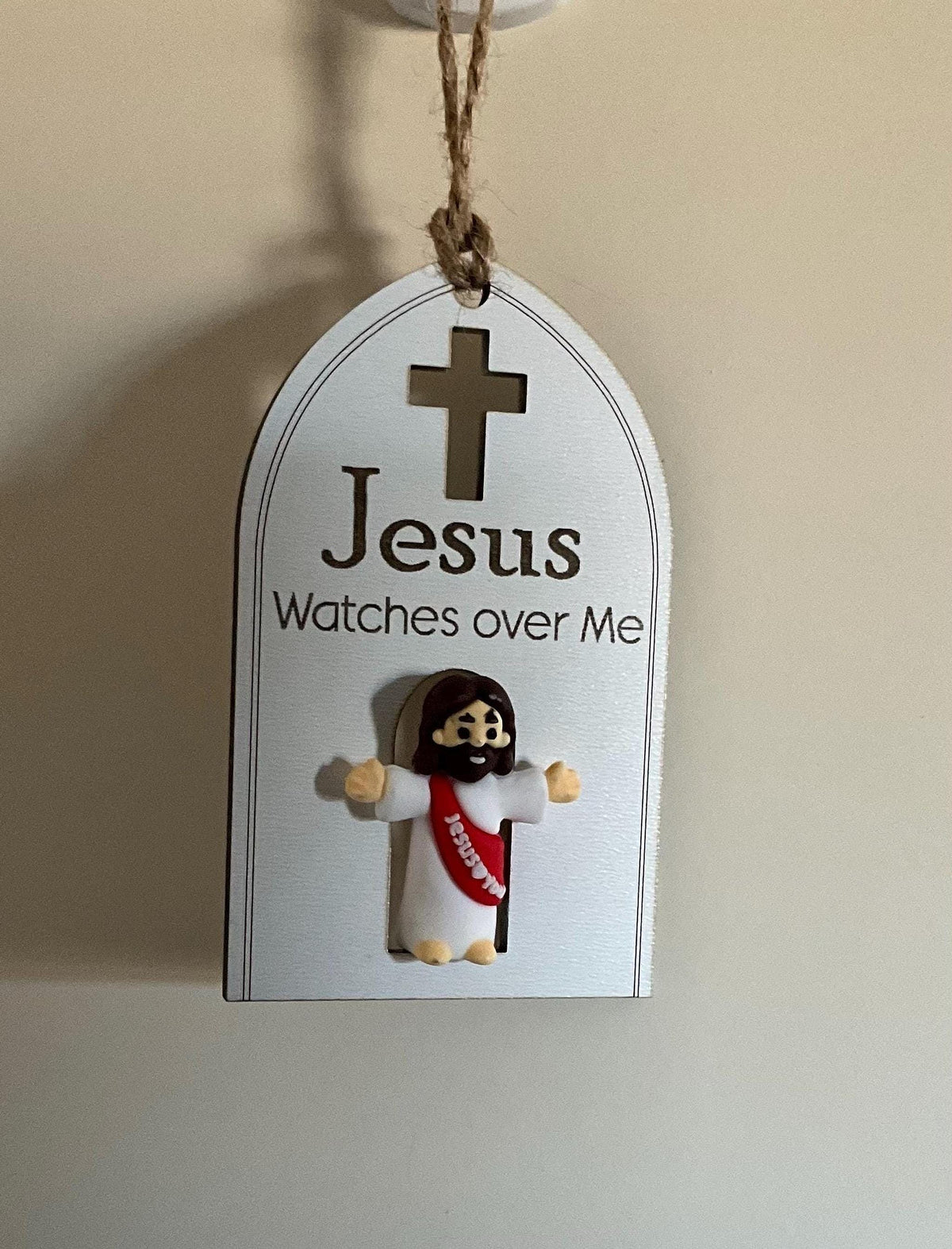 Jesus Ornaments Set of 5, Wooden Christian Christmas Decor, Faith Keepsake Gift for Believers