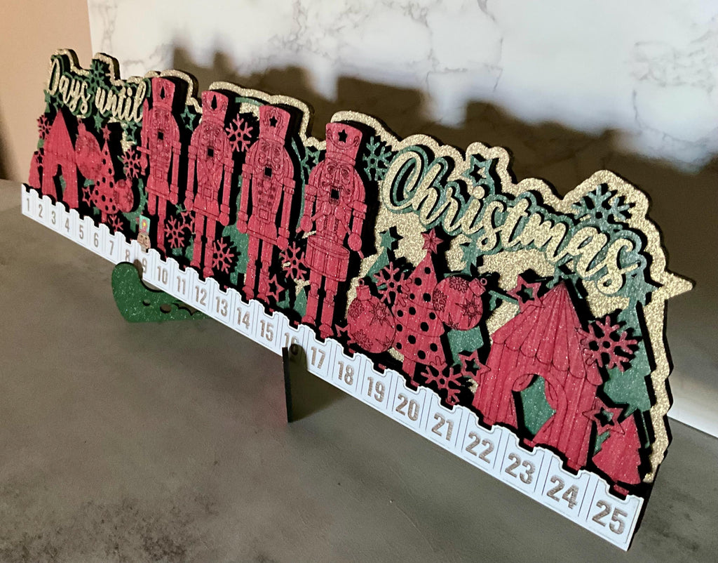 Wooden Christmas Countdown Calendar with Truck and Barn, Rustic Advent Family Tradition