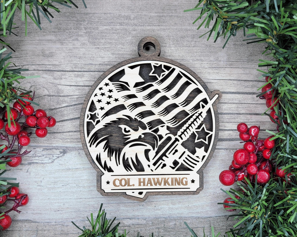 Personalized Military Ornament with Name Plate, Army Navy Air Force Marines Christmas Keepsake