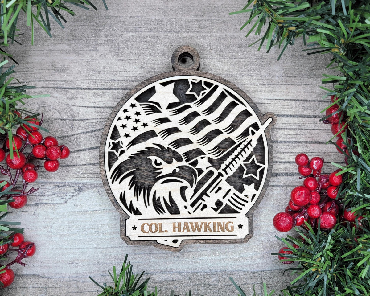 Personalized Military Ornament with Name Plate, Army Navy Air Force Marines Christmas Keepsake