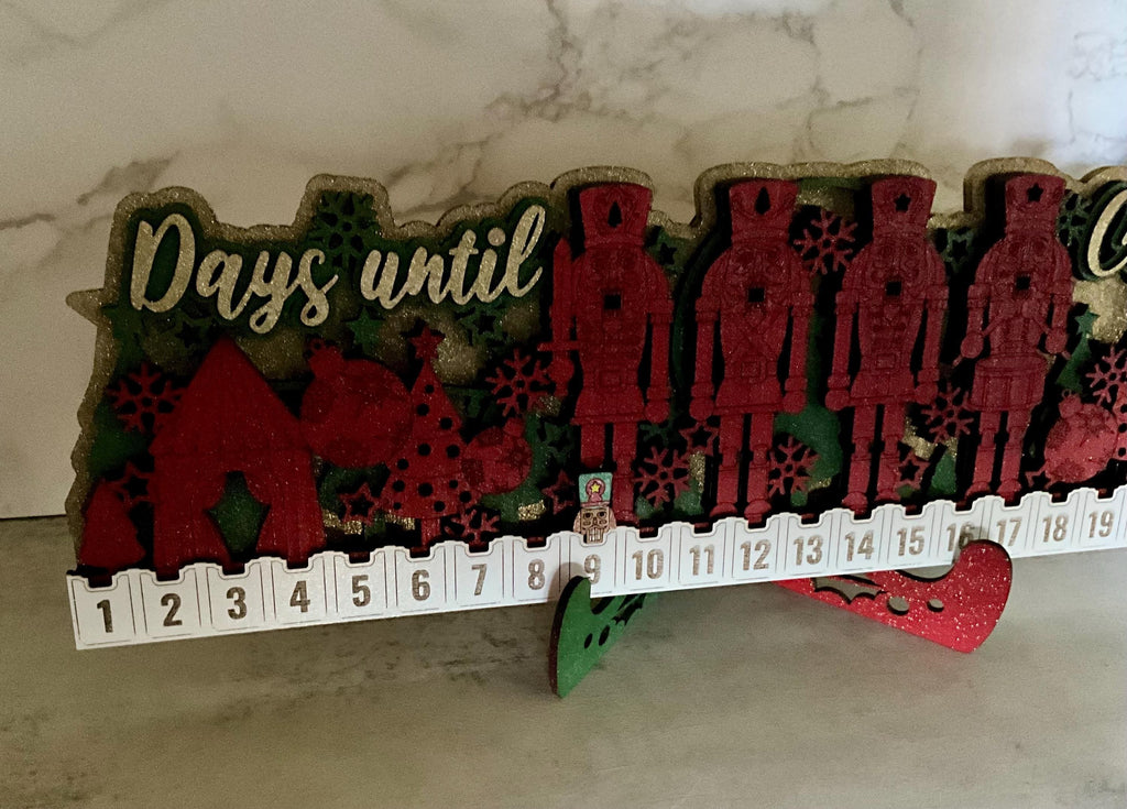 Wooden Christmas Countdown Calendar with Truck and Barn, Rustic Advent Family Tradition