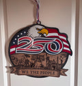 Patriotic 250th Anniversary Wooden Wall Decor | Handmade USA Eagle Flag Sign | “We The People” Wall Hanging | 16” American Independence Deco