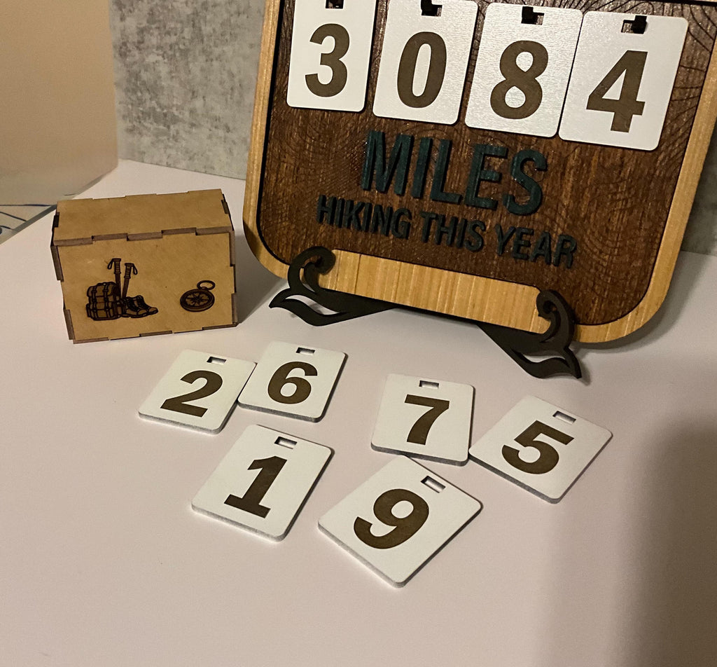 Hiking Mile Tracker Board with Number Tokens and Storage Box