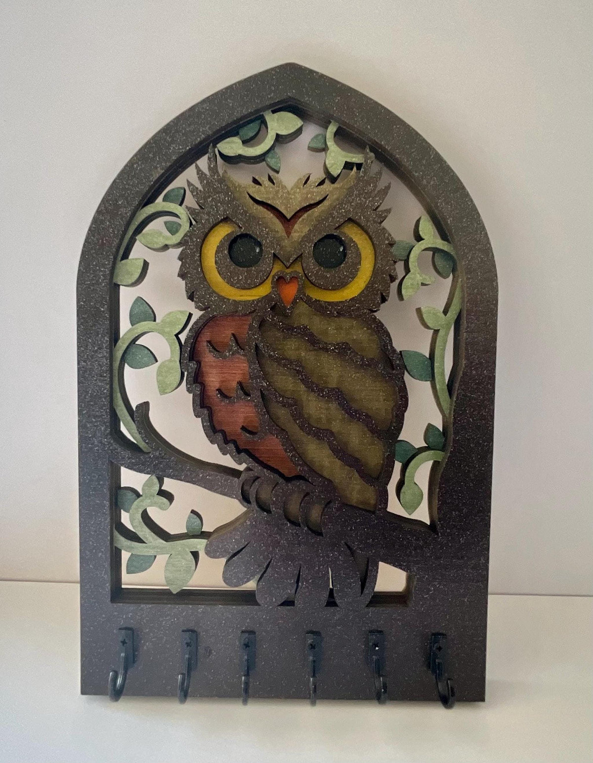 Wooden Key Holder Wall Mount, Rustic Farmhouse Key Hanger with Hooks, Housewarming Gift