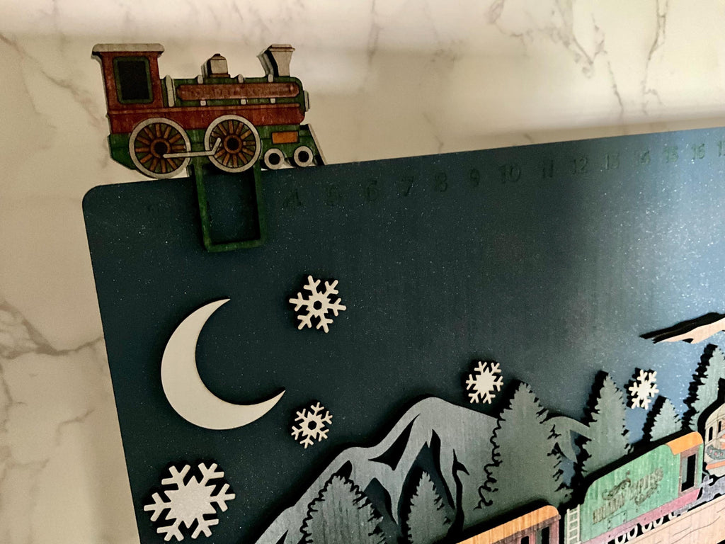 Wooden Christmas Countdown Calendar with Truck and Barn, Rustic Advent Family Tradition