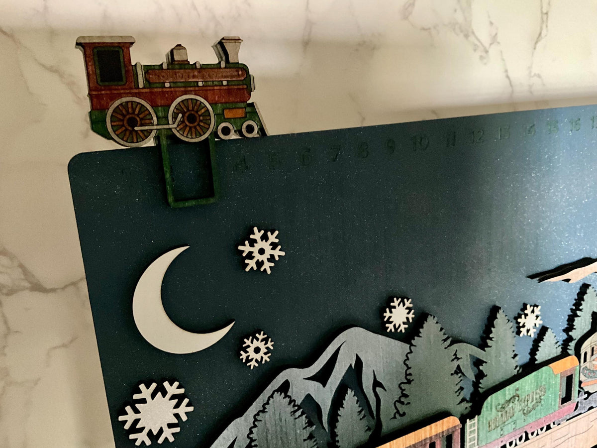 Wooden Christmas Countdown Calendar with Truck and Barn, Rustic Advent Family Tradition
