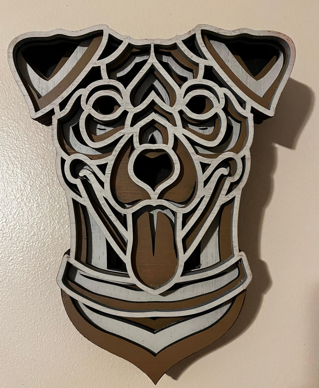 Happy Dog Mandala Wall Art, Wooden Layered Dog Decor, Dog Lover Housewarming Gift