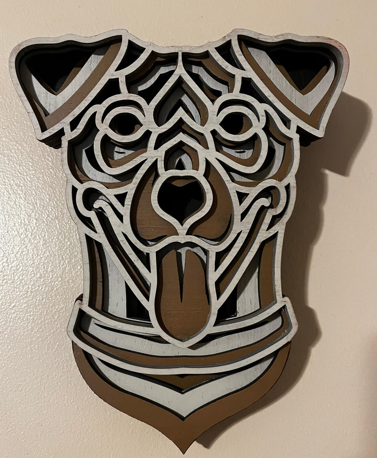 Happy Dog Mandala Wall Art, Wooden Layered Dog Decor, Dog Lover Housewarming Gift