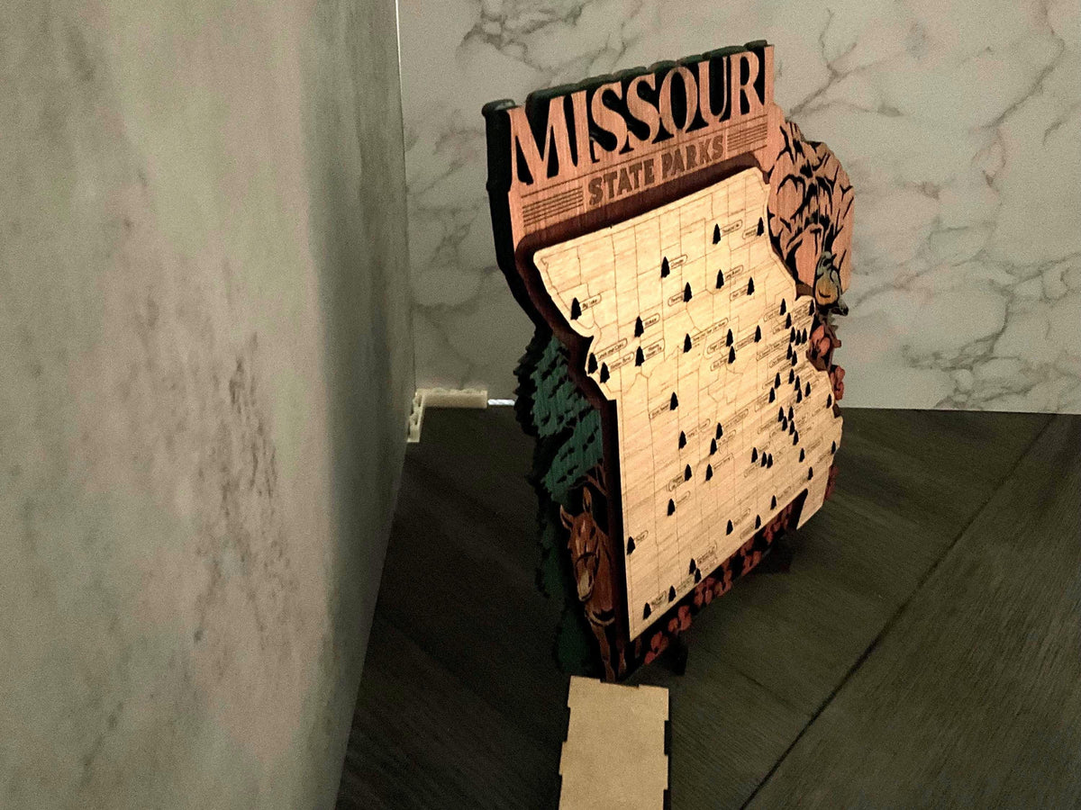 Missouri Travel Map, Wooden State Parks Tracker for Adventurers
