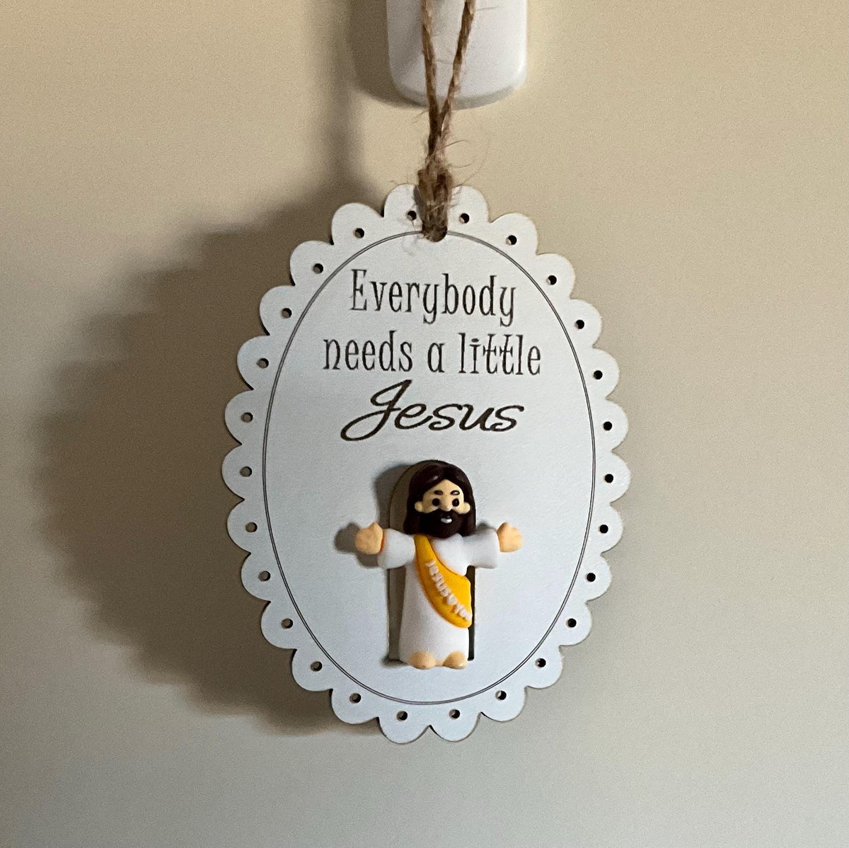 Jesus Ornaments Set of 5, Wooden Christian Christmas Decor, Faith Keepsake Gift for Believers