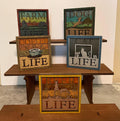 Wooden Shelf Sitter Shadowbox Sign, Farm Dog Cat Coffee Beer Themes, Handmade Home Decor