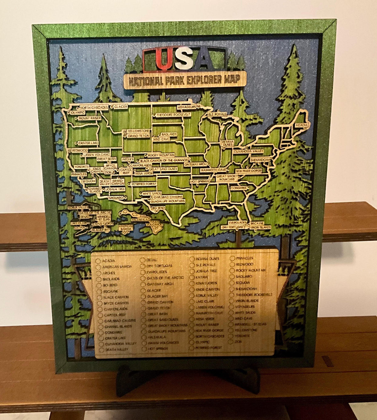 National Parks Map, US 63 Parks Tracker, Adventure Gift for Hikers and Travelers