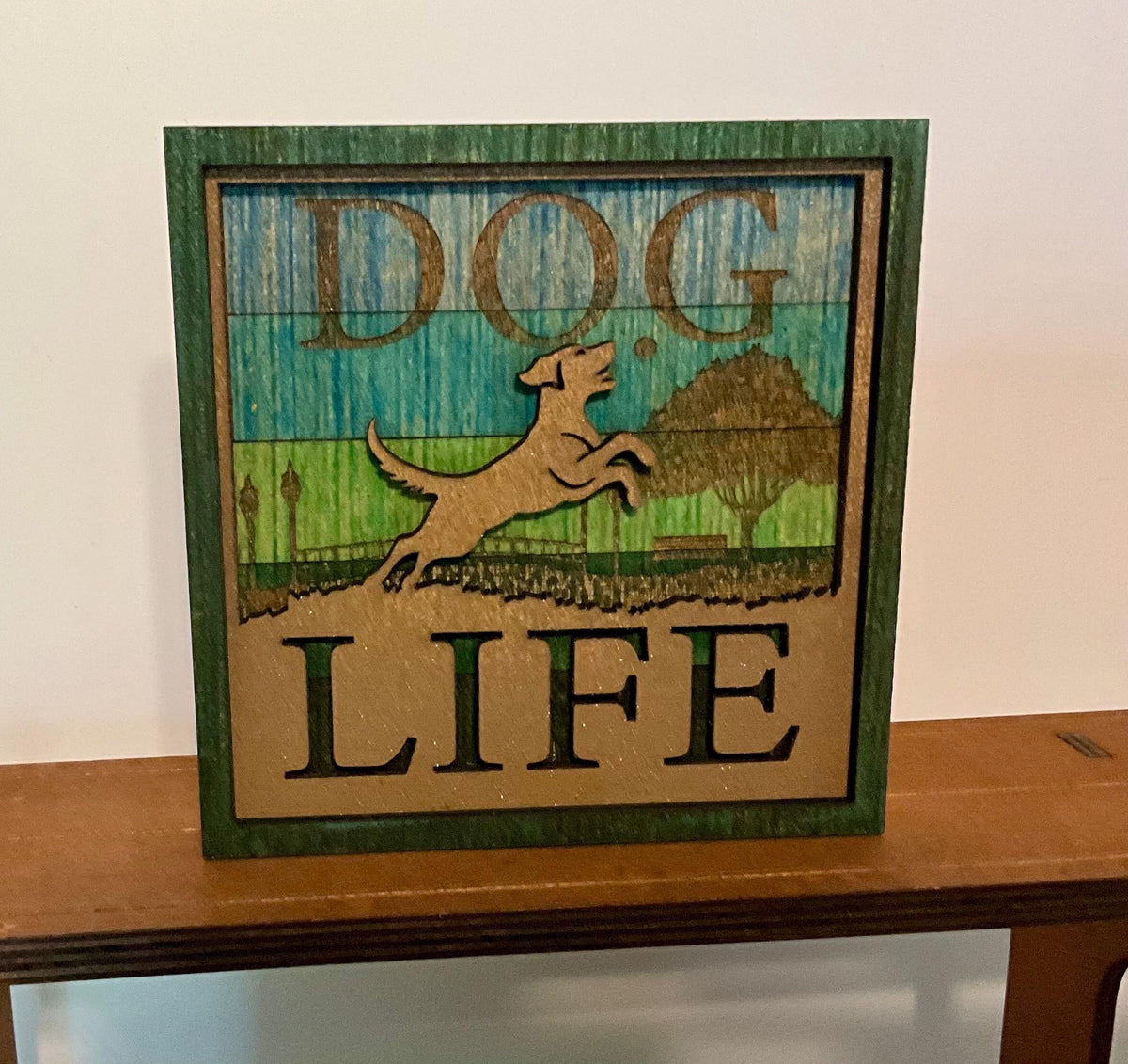 Wooden Shelf Sitter Shadowbox Sign, Farm Dog Cat Coffee Beer Themes, Handmade Home Decor